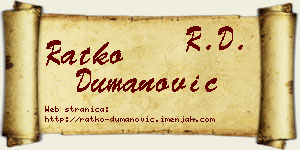 Ratko Dumanović vizit kartica